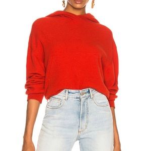 Nanushka Red Knit Pullover Cropped Hoodie Red Sweater, XS